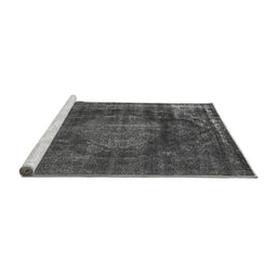 Sideview of Machine Washable Oriental Gray Industrial Rug, wshurb1899gry