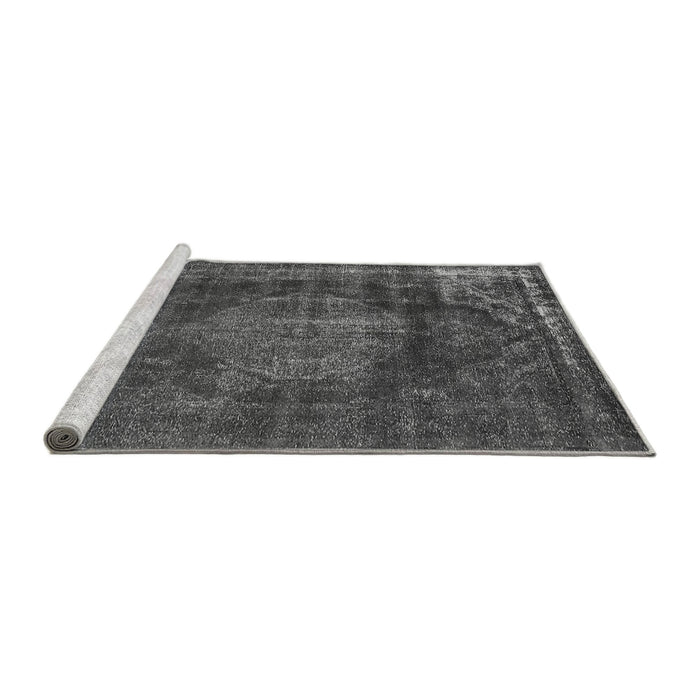 Sideview of Machine Washable Oriental Gray Industrial Rug, wshurb1899gry