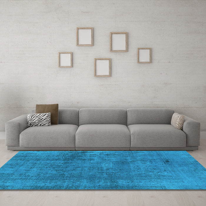 Machine Washable Oriental Light Blue Industrial Rug in a Living Room, wshurb1900lblu