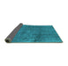 Sideview of Oriental Turquoise Industrial Rug, urb1900turq