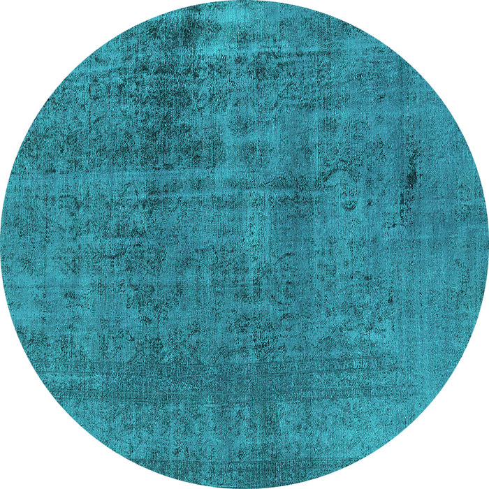 Round Machine Washable Oriental Turquoise Industrial Area Rugs, wshurb1900turq