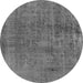 Round Machine Washable Oriental Gray Industrial Rug, wshurb1900gry