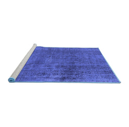 Sideview of Machine Washable Oriental Blue Industrial Rug, wshurb1900blu