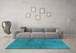 Machine Washable Oriental Turquoise Industrial Area Rugs in a Living Room,, wshurb1900turq