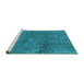 Sideview of Machine Washable Oriental Turquoise Industrial Area Rugs, wshurb1900turq