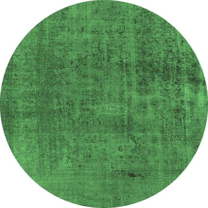 Round Oriental Emerald Green Industrial Rug, urb1900emgrn