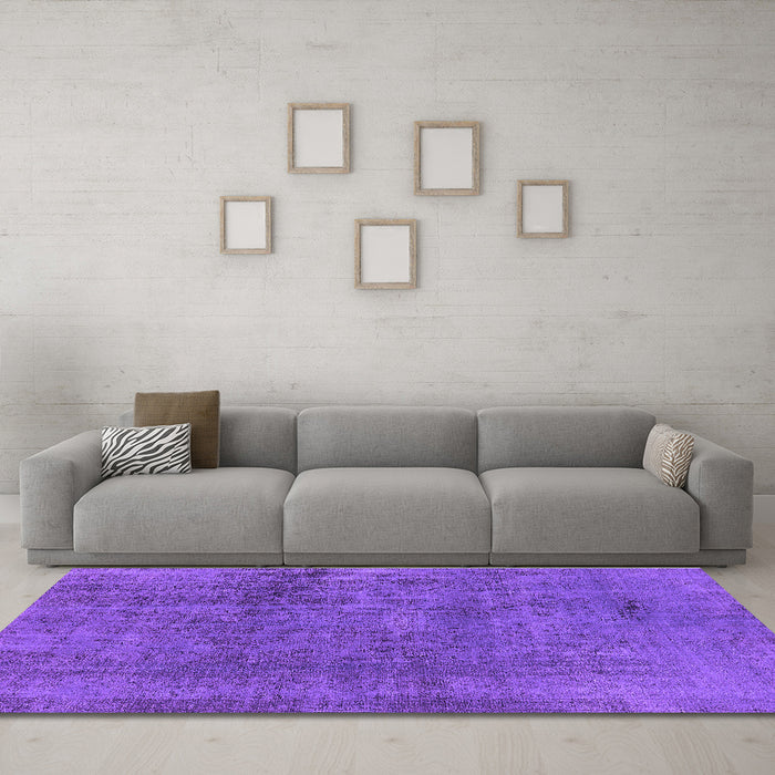 Machine Washable Oriental Purple Industrial Area Rugs in a Living Room, wshurb1900pur