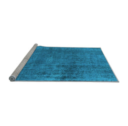Sideview of Machine Washable Oriental Light Blue Industrial Rug, wshurb1900lblu