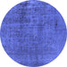 Round Oriental Blue Industrial Rug, urb1900blu