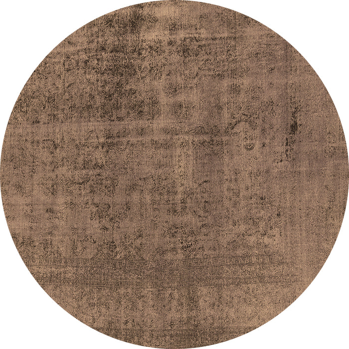 Round Oriental Brown Industrial Rug, urb1900brn