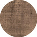 Round Oriental Brown Industrial Rug, urb1900brn