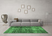 Machine Washable Oriental Emerald Green Industrial Area Rugs in a Living Room,, wshurb1901emgrn