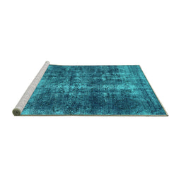 Sideview of Machine Washable Oriental Turquoise Industrial Area Rugs, wshurb1901turq
