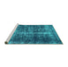 Sideview of Machine Washable Oriental Turquoise Industrial Area Rugs, wshurb1901turq