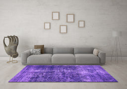 Machine Washable Oriental Purple Industrial Area Rugs in a Living Room, wshurb1901pur