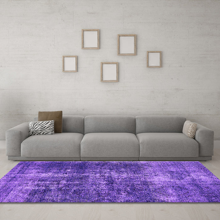Machine Washable Oriental Purple Industrial Area Rugs in a Living Room, wshurb1901pur