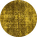 Round Oriental Yellow Industrial Rug, urb1901yw