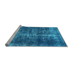 Sideview of Machine Washable Oriental Light Blue Industrial Rug, wshurb1901lblu
