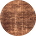 Round Machine Washable Oriental Orange Industrial Area Rugs, wshurb1901org