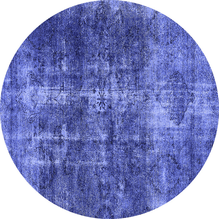 Round Oriental Blue Industrial Rug, urb1901blu
