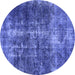 Round Oriental Blue Industrial Rug, urb1901blu