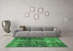 Machine Washable Oriental Green Industrial Area Rugs in a Living Room,, wshurb1901grn