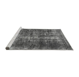 Sideview of Machine Washable Oriental Gray Industrial Rug, wshurb1901gry