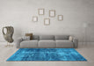 Machine Washable Oriental Light Blue Industrial Rug in a Living Room, wshurb1901lblu