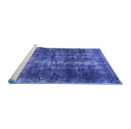 Sideview of Machine Washable Oriental Blue Industrial Rug, wshurb1901blu