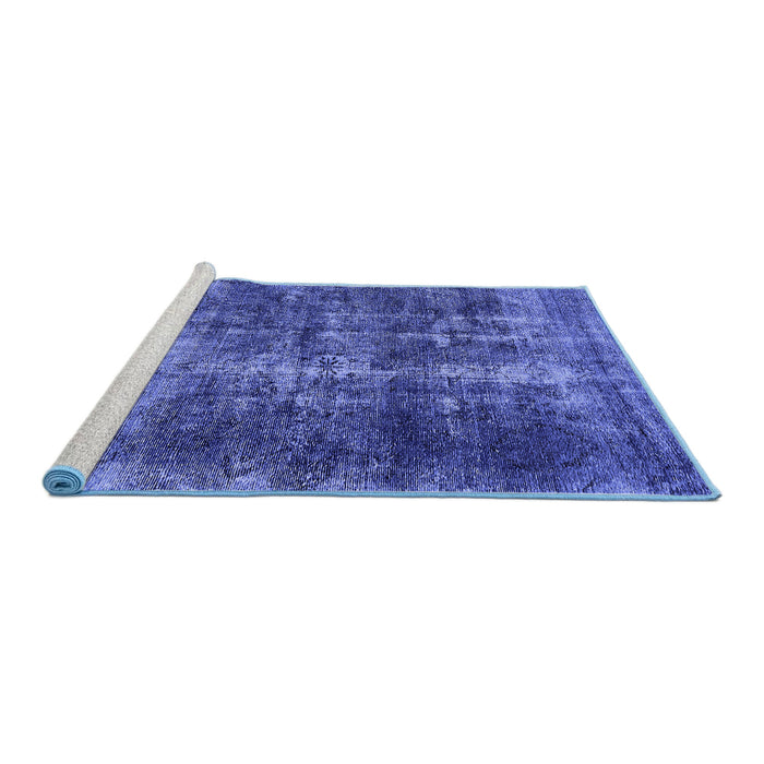 Sideview of Machine Washable Oriental Blue Industrial Rug, wshurb1901blu