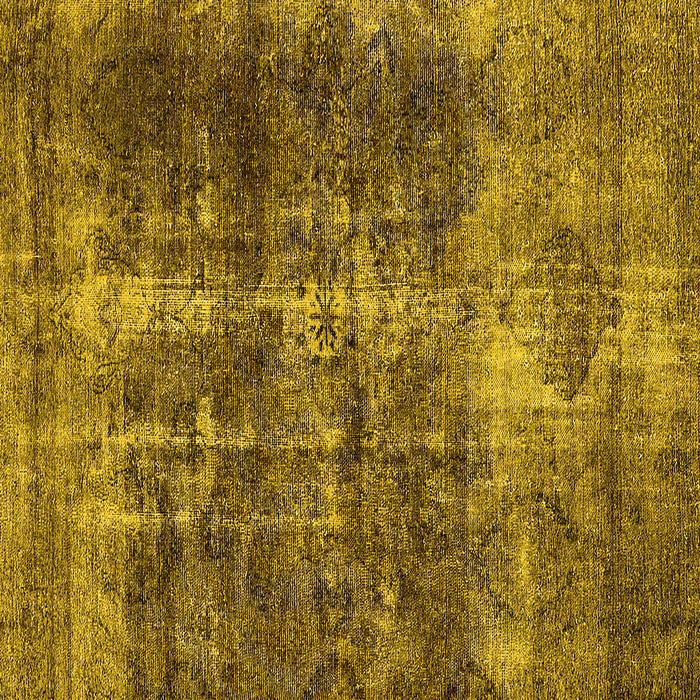 Square Machine Washable Oriental Yellow Industrial Rug, wshurb1901yw