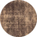 Round Machine Washable Oriental Brown Industrial Rug, wshurb1901brn