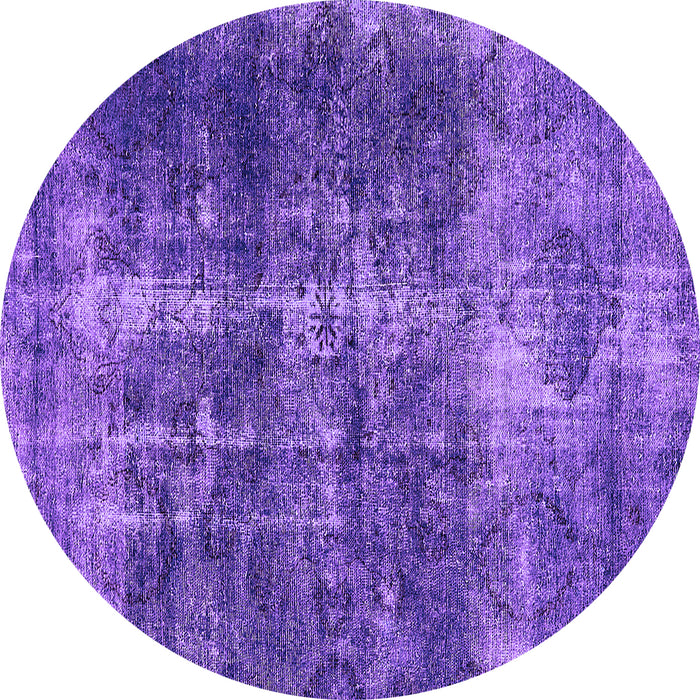 Round Machine Washable Oriental Purple Industrial Area Rugs, wshurb1901pur