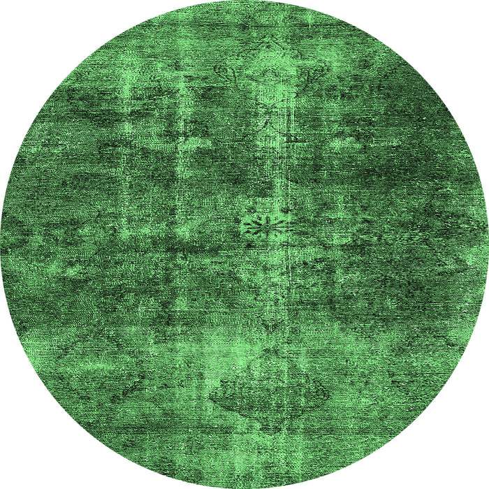 Round Oriental Emerald Green Industrial Rug, urb1901emgrn