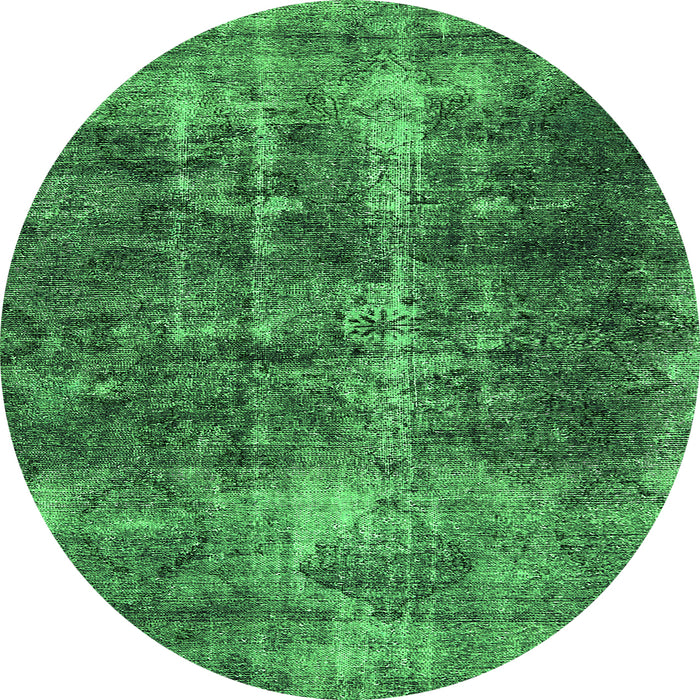 Round Oriental Green Industrial Rug, urb1901grn