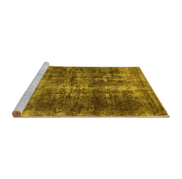 Sideview of Machine Washable Oriental Yellow Industrial Rug, wshurb1901yw