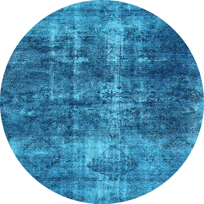Round Oriental Light Blue Industrial Rug, urb1901lblu