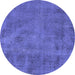 Round Oriental Blue Industrial Rug, urb1902blu