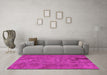 Machine Washable Oriental Pink Industrial Rug in a Living Room, wshurb1902pnk