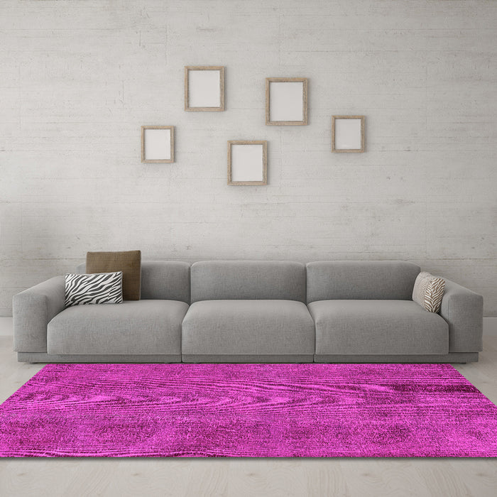 Machine Washable Oriental Pink Industrial Rug in a Living Room, wshurb1902pnk