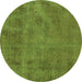 Round Oriental Green Industrial Rug, urb1902grn