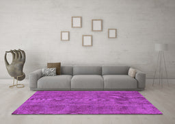 Machine Washable Oriental Purple Industrial Area Rugs in a Living Room, wshurb1902pur