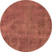 Round Oriental Brown Industrial Rug, urb1902brn