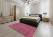 Mid-Century Modern Violet Red Pink Oriental Rug in a Bedroom, urb1902