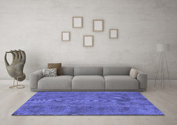 Machine Washable Oriental Blue Industrial Rug in a Living Room, wshurb1902blu