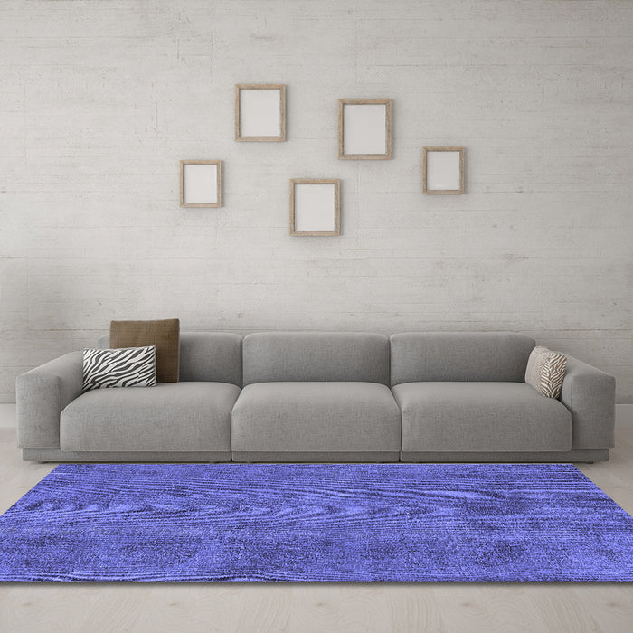 Machine Washable Oriental Blue Industrial Rug in a Living Room, wshurb1902blu
