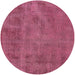 Round Mid-Century Modern Violet Red Pink Oriental Rug, urb1902