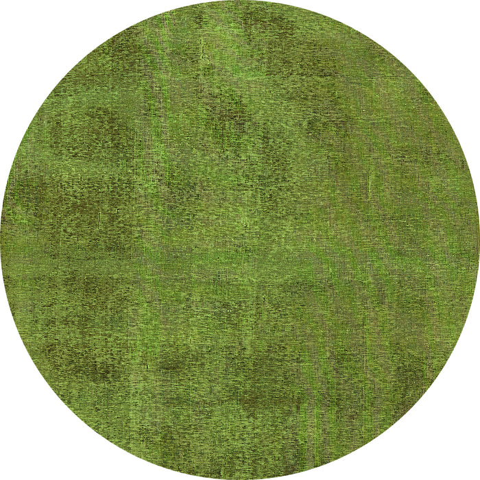 Round Machine Washable Oriental Green Industrial Area Rugs, wshurb1902grn