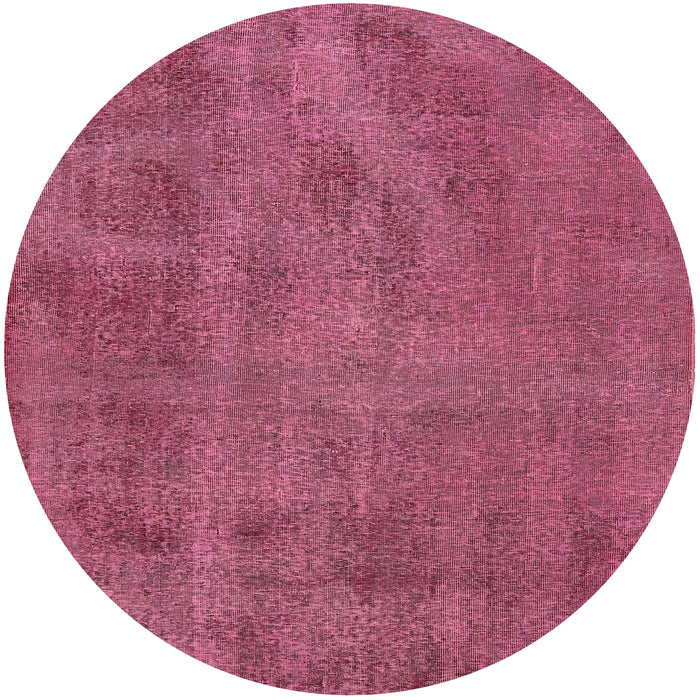 Round Machine Washable Industrial Modern Violet Red Pink Rug, wshurb1902