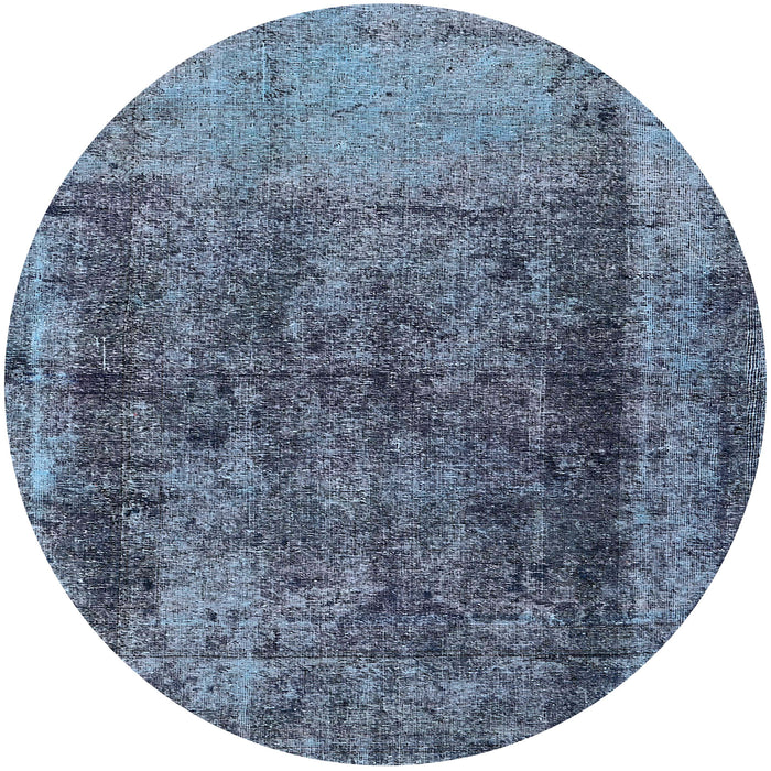 Round Machine Washable Industrial Modern Light Purple Blue Rug, wshurb1903